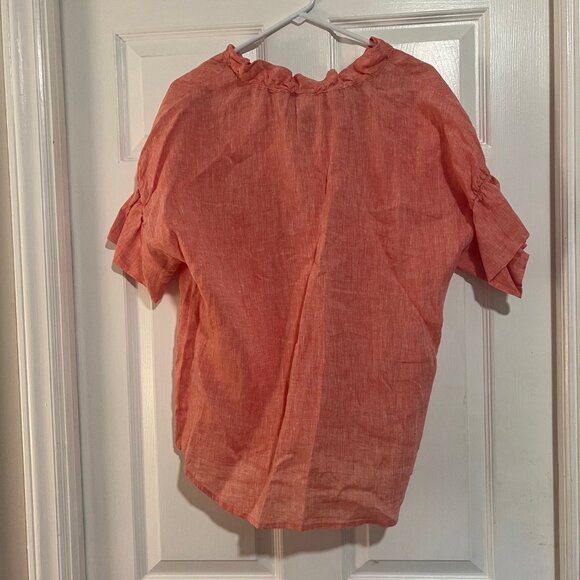 NWT Finley Crosby Washed Linen Shirt Peachy Rose sz M 8-10 - Picture 4 of 5